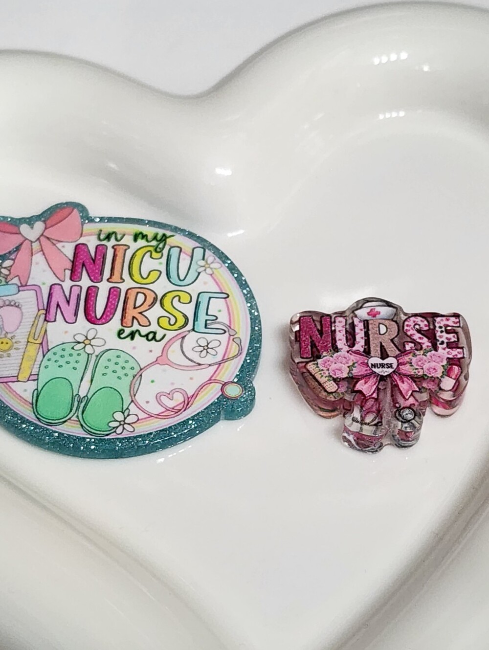 NICU Nurse Flatback Focal Bead Badge Keychain Beaded Pen Bag Clip Magnet Crafts